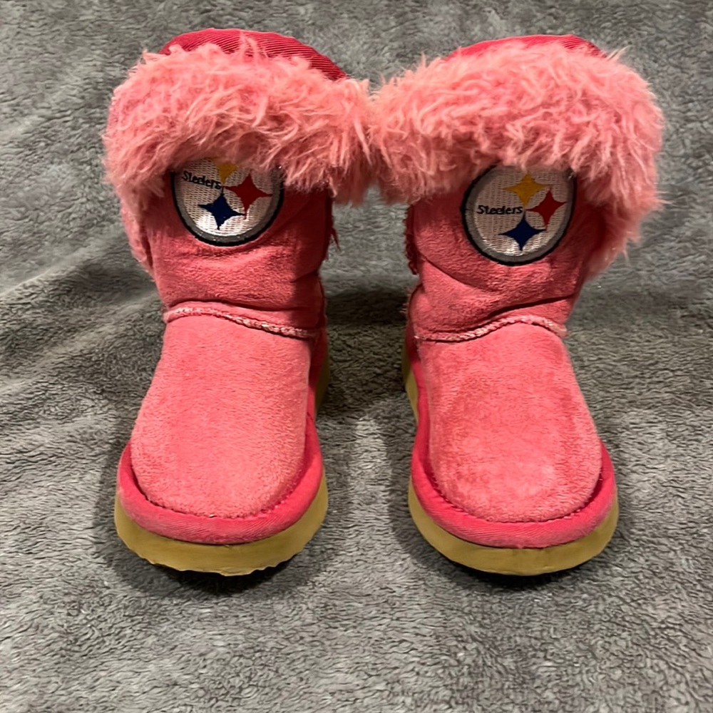 Pink Pittsburg Steelers Boots sz 8C Girls EUC